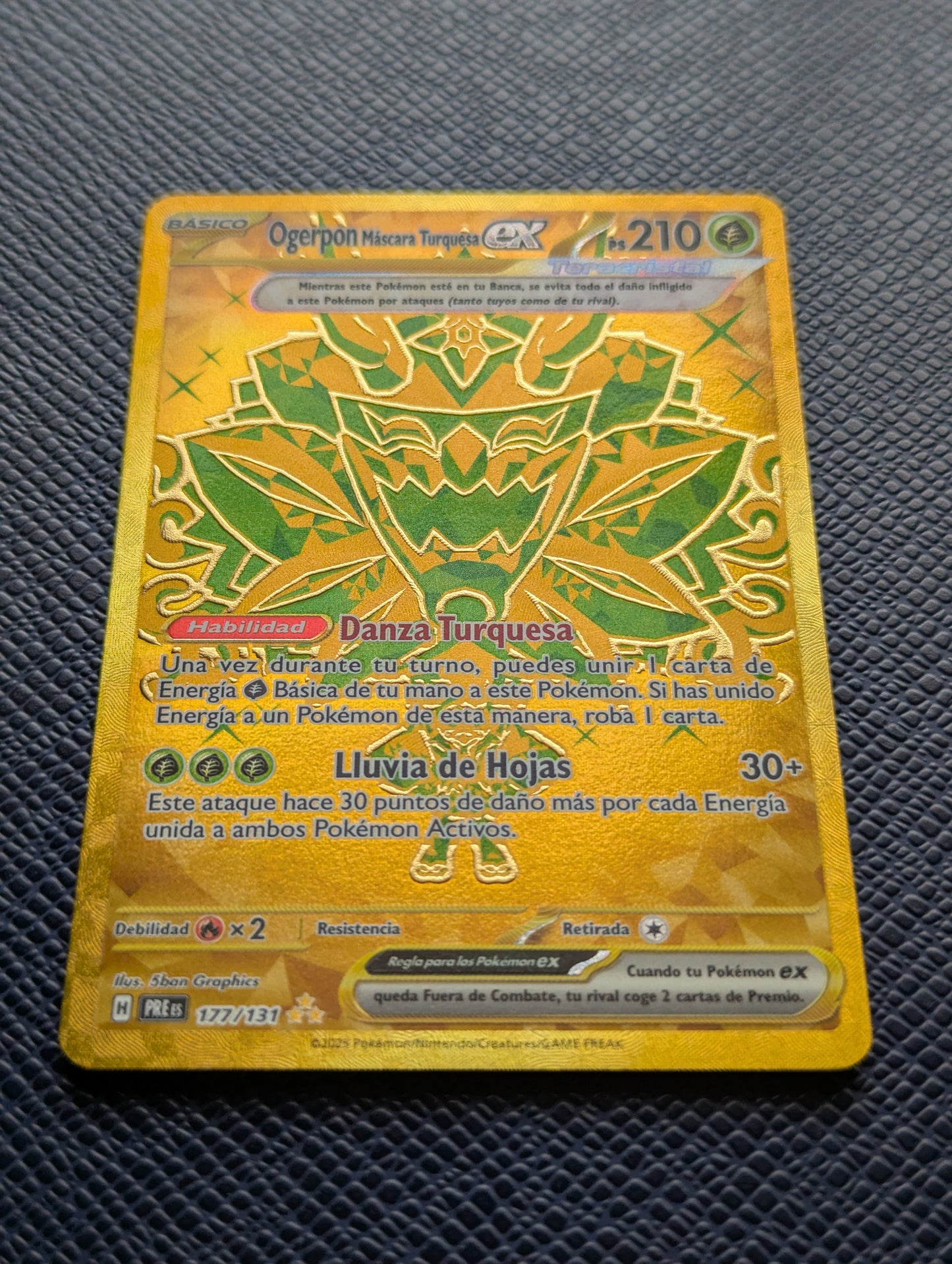 Carta Pokémon Ogerpon Máscara Turquesa ex #177/131 Frontal Inferior