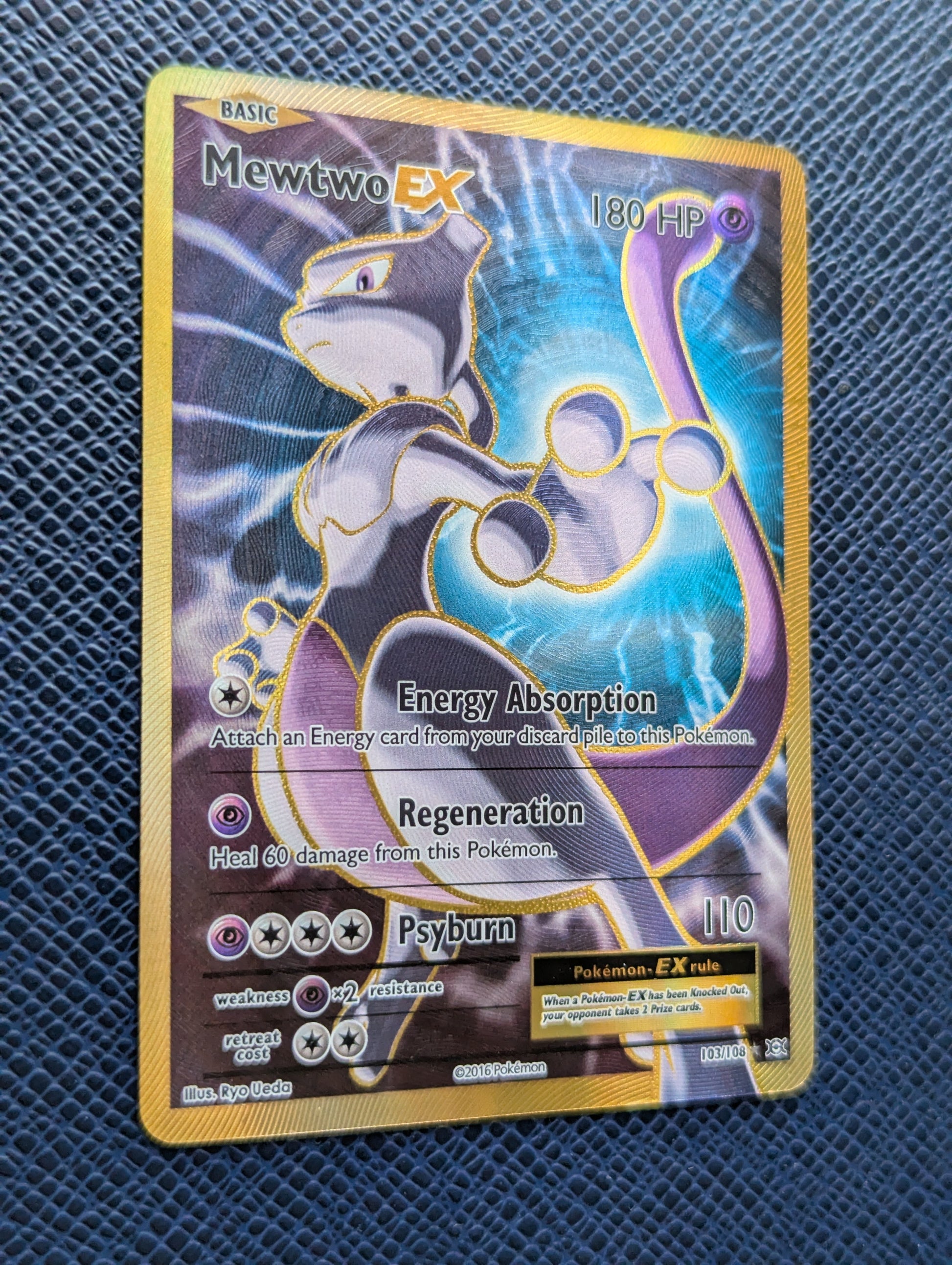 Carta Pokémon Mewtwo EX #103/108 Frontal Izquierda