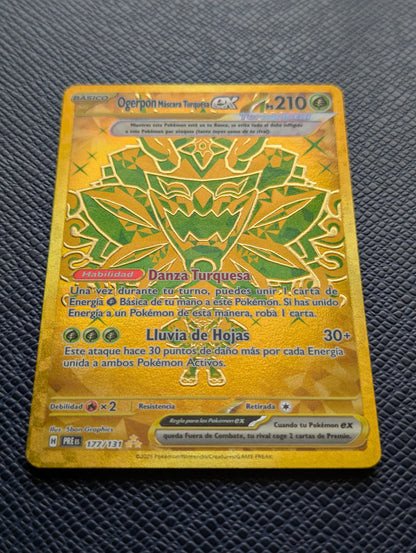 Carta Pokémon Ogerpon Máscara Turquesa ex #177/131 Frontal Inferior